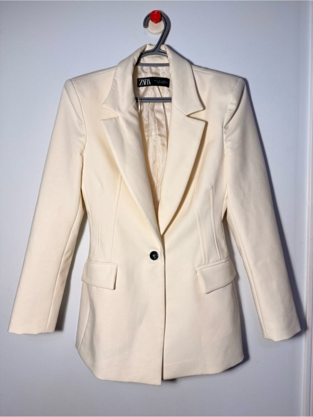 ZARA Off-White Single-Button Tailored Blazer size S - Picture 4 of 9